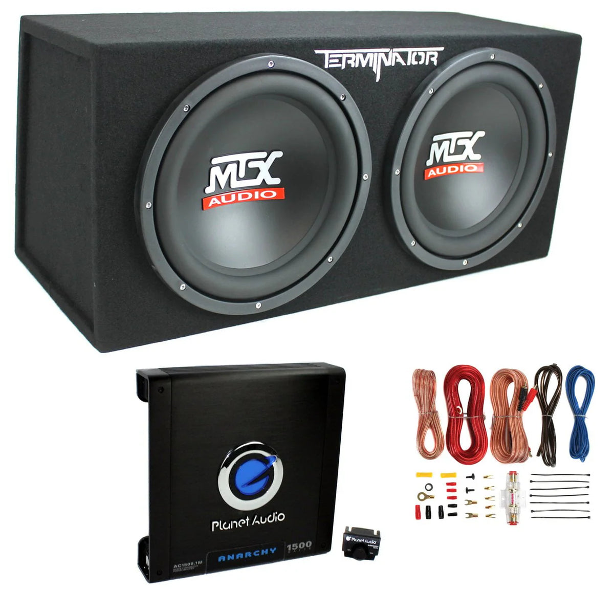 12 Dual Loaded Car Subwoofers + Box + Amp + Kit R844