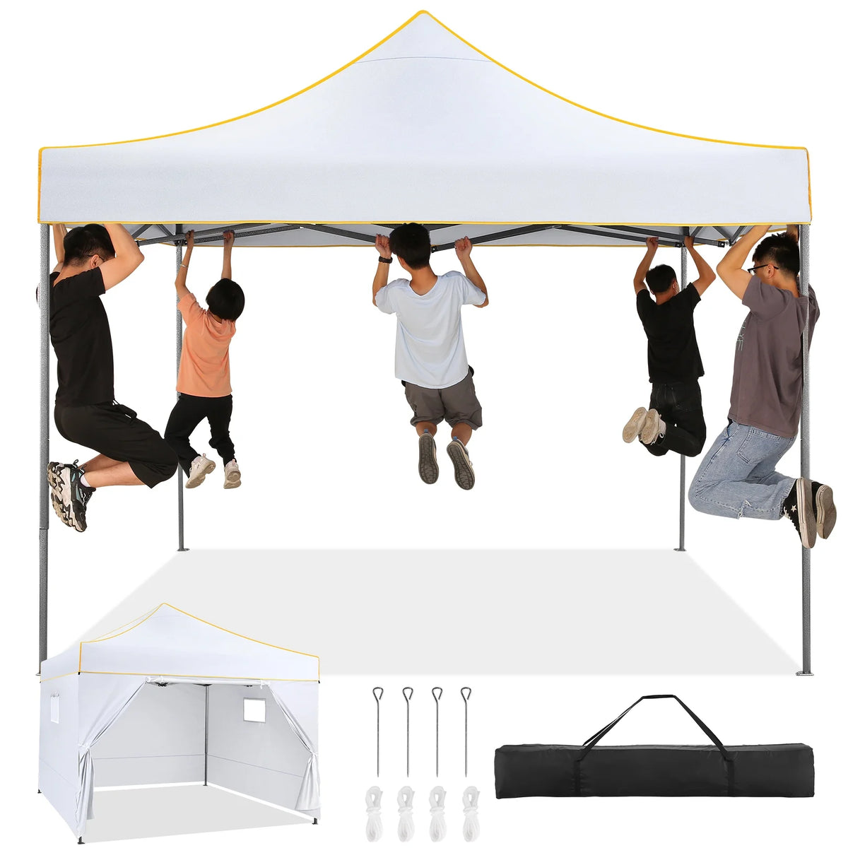 10x10 Pop Up Canopy with 4 Removable Sidewalls and Carry Bag F77854