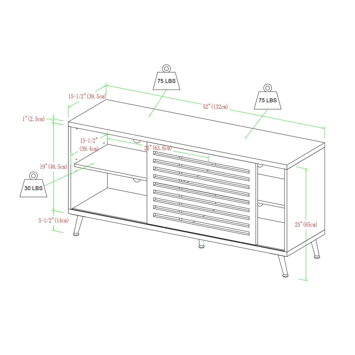 Black Sliding Door TV Console C29942