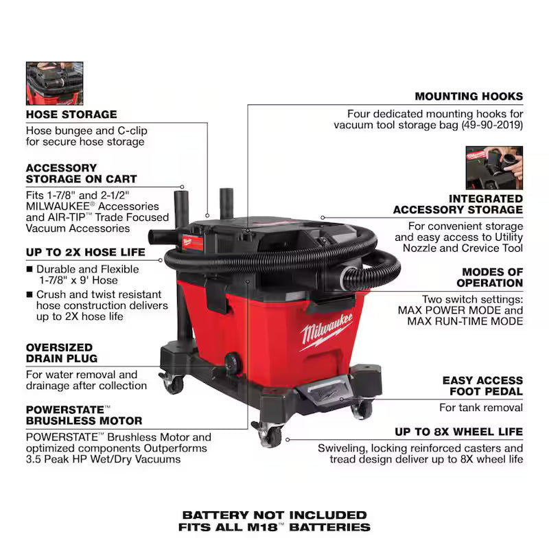 6 Gal. Cordless Wet/Dry Shop Vacuum with Filter, Hose and Bag E777