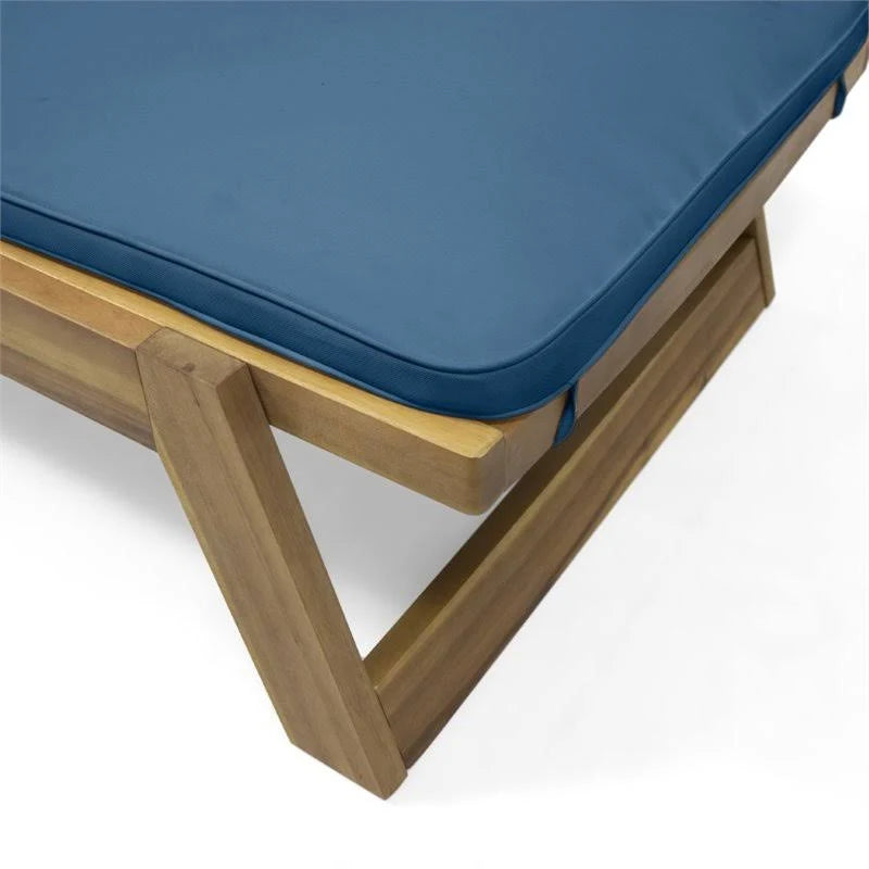 Teak and Blue Acacia Wood Chaise Lounge Set of 2 K6560