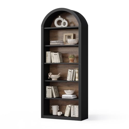 8-Tier Tall Wooden Bookcase with Arched Top F875914