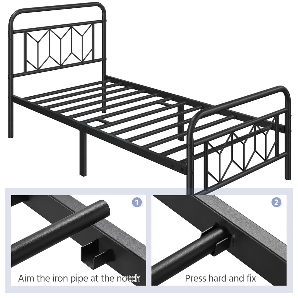 Twin Black Metal Bed Frame I633594
