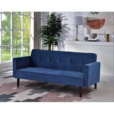 Blue Velvet Convertible Sofa F47543