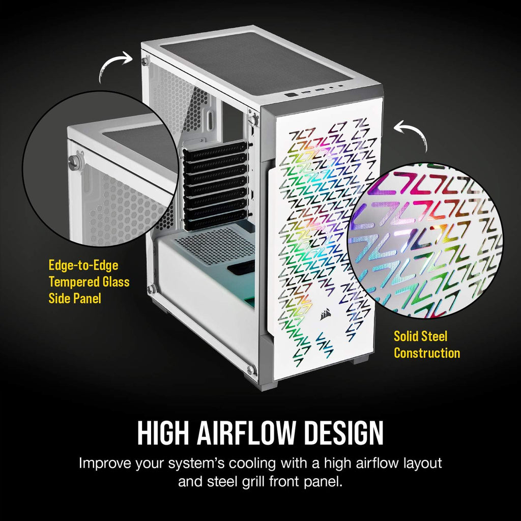 White Mid-Tower Tempered Glass Case & 2TB 3.5 Inch Internal Hard Drive U328417