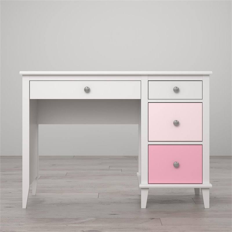 2 Piece Kids Bedroom Set with Bookcase and Desk in White and Pink J5570