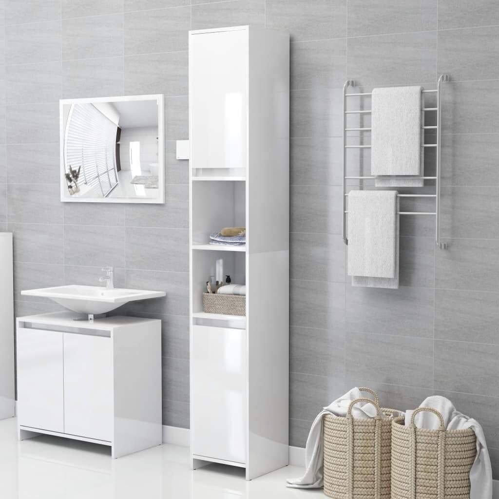High Gloss White Chipboard Bathroom Cabinet U99070