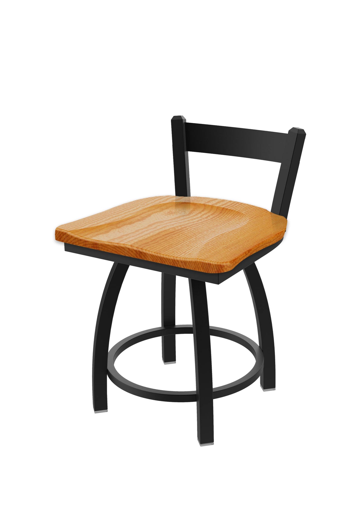 18x22 Low Back Swivel Vanity Stool with Black Wrinkle Finish and Medium Oak Seat Z56601
