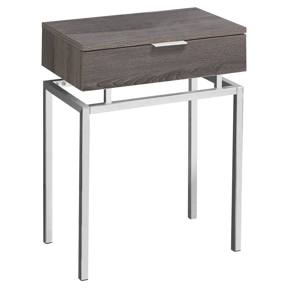 24x22H Rectangular Modern Accent End Table with Chrome Metal Base R657949