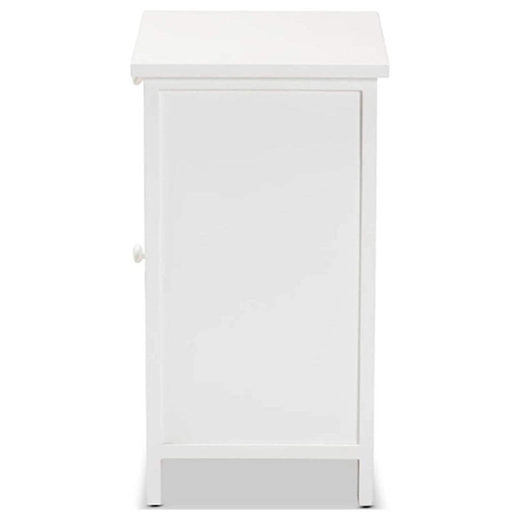 White Wood and Rattan 2-Door Nightstand H220