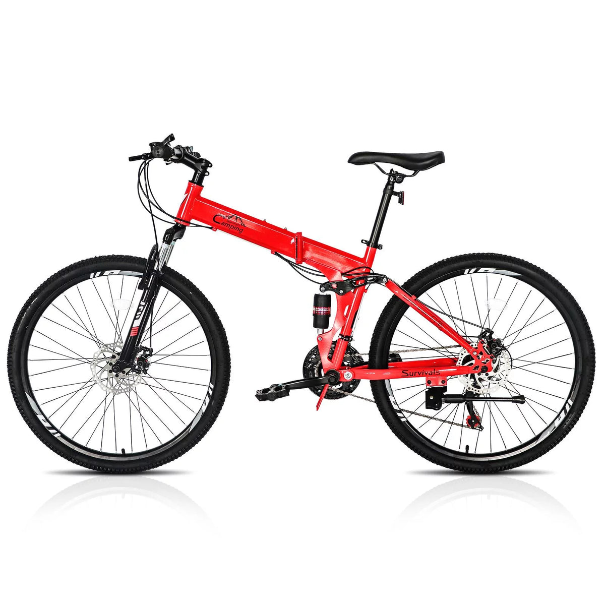 Folding Mountain Bike 21-Speed 26 inch Red N7523
