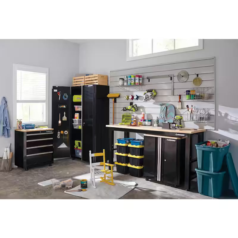 24-Gauge Steel 2-Door Garage Base Cabinet in Black X26935