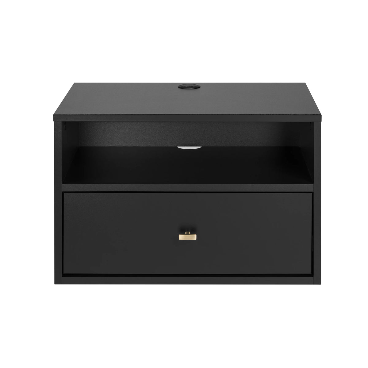 Black Floating Nightstand With Open Shelf P140165