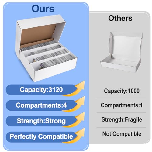 White Trading Card Storage Box with Sorting Tray and Sleeve Cases, 4 Sets C2208
