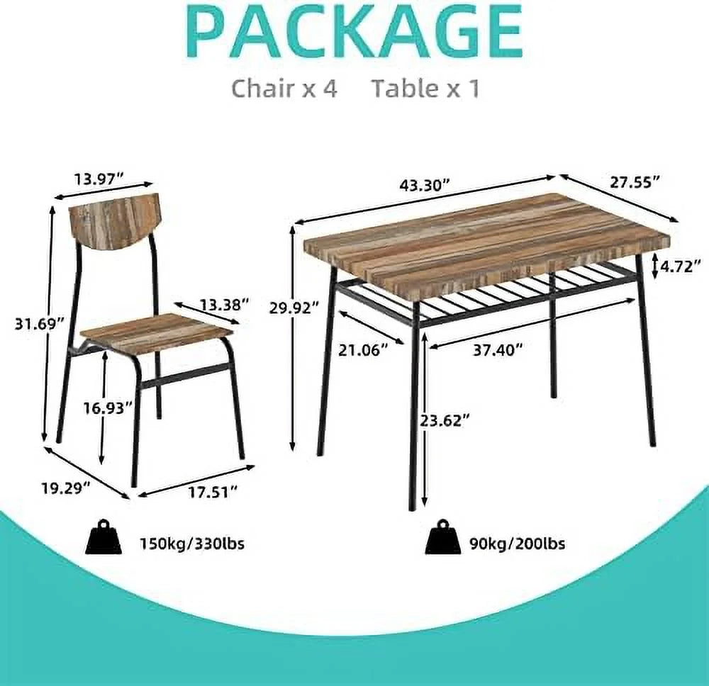 6 Piece Dining Table Set with 4 Chairs and Bench D35854