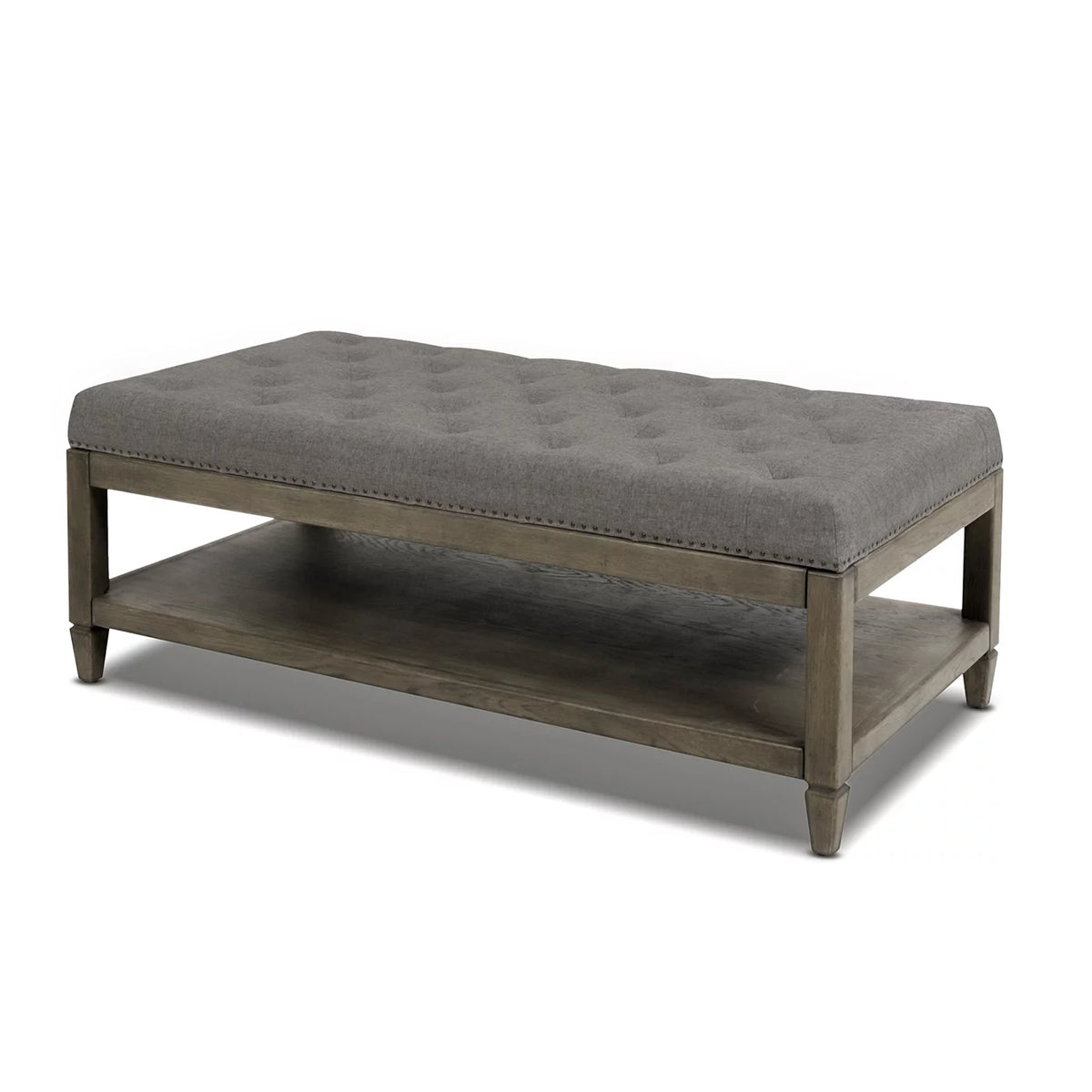 Heathered Grey Tufted Storage Ottoman A460