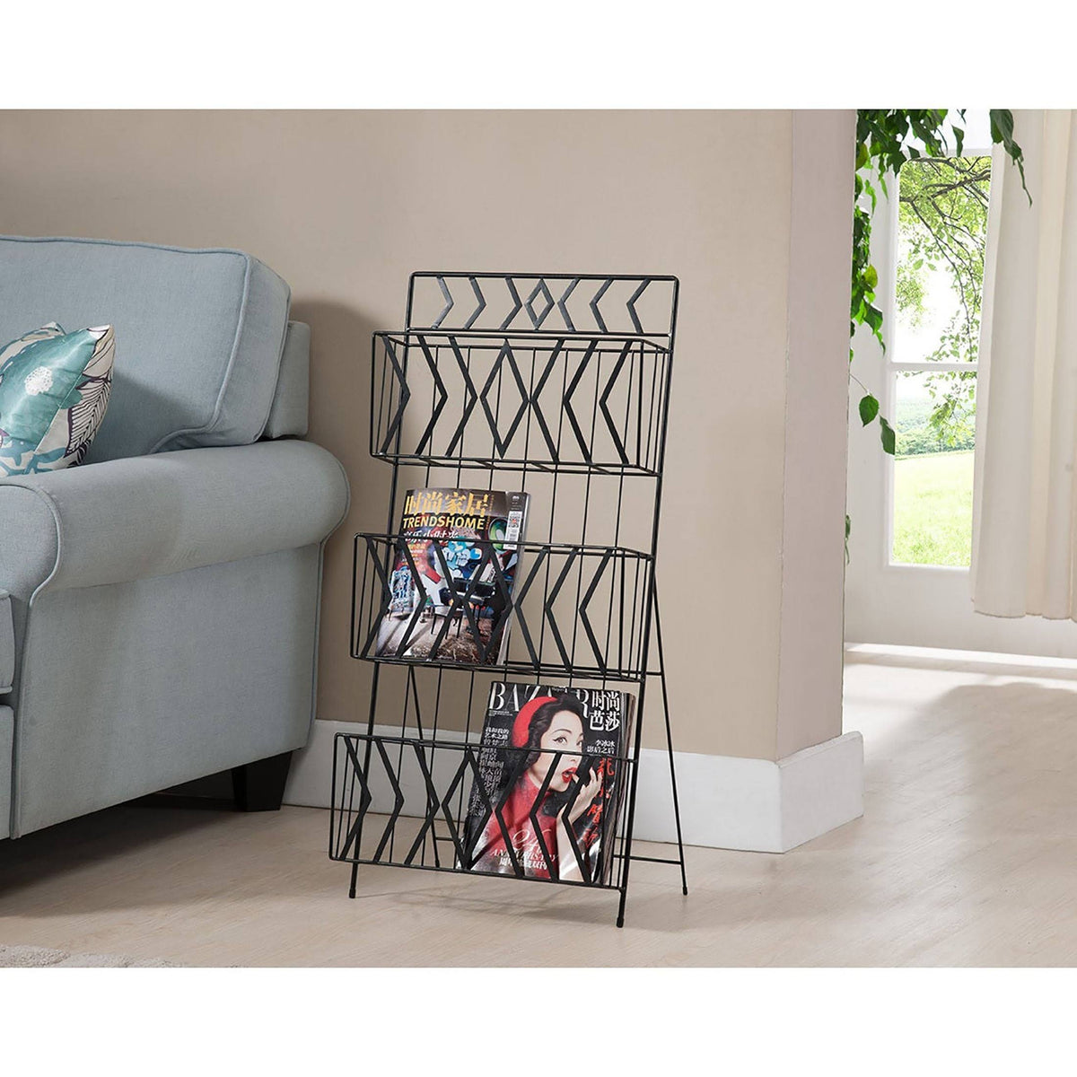 3 Tier Magazine Rack Black A58858