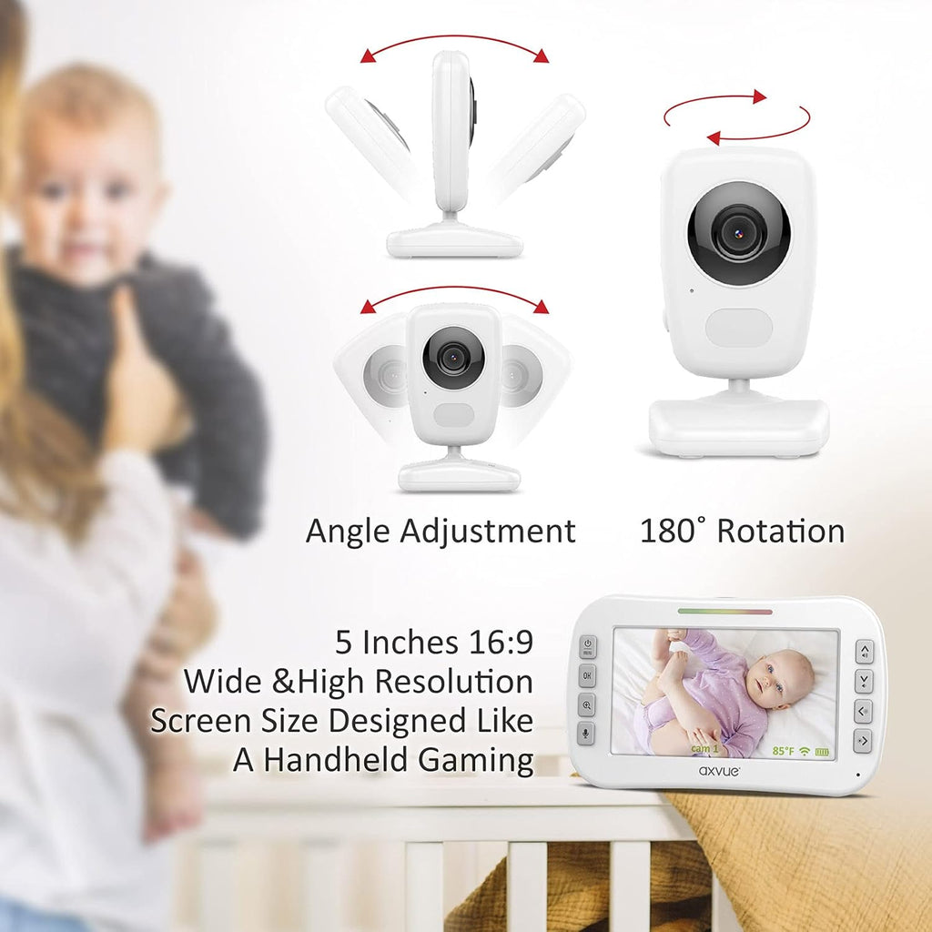 Video Baby Monitor with 5 Screen, Night Vision, Temperature Alert K3909