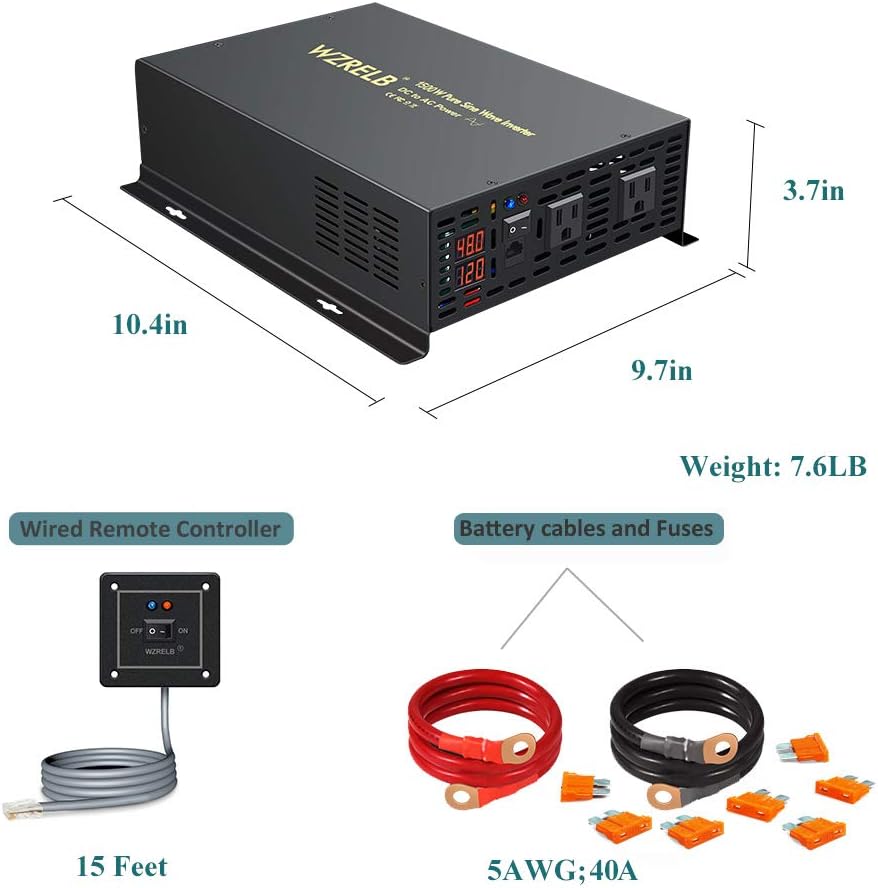 1500W 48V Pure Sine Wave Power Inverter with Remote Controller F78755
