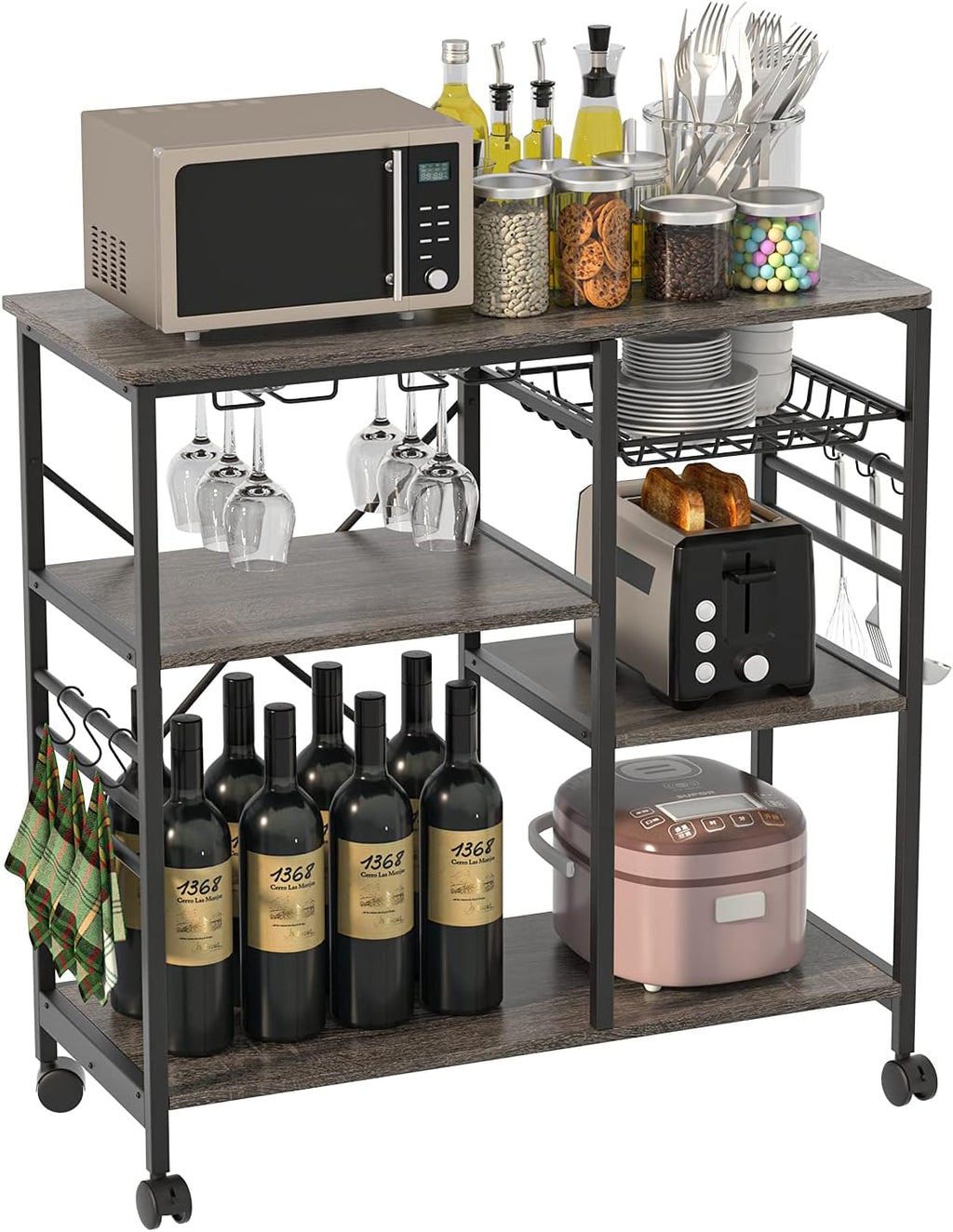 Kitchen Island Cart on Wheels with 2 Drawers and 2 Shelves H4501
