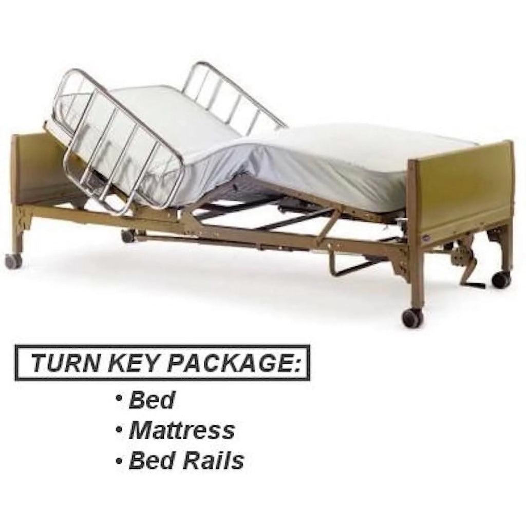 Full Electric Homecare Bed with Innerspring Mattress and Half Rails J1170