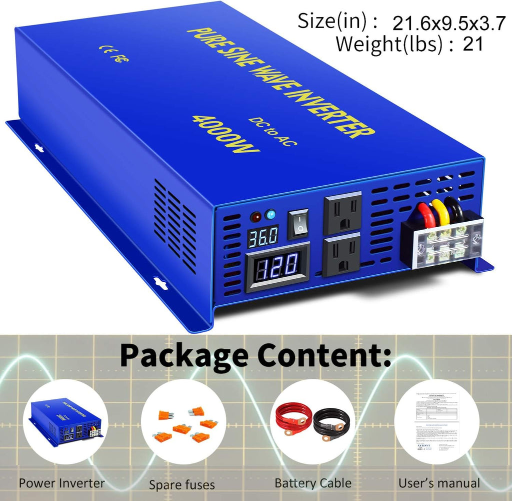 4000 Watt Pure Sine Wave Inverter 36V DC to 120V AC B64499
