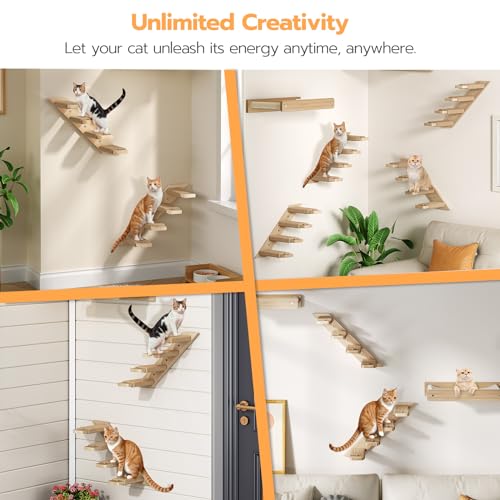 Wood Wall Mounted Cat Wall Shelves Set of 2 X837