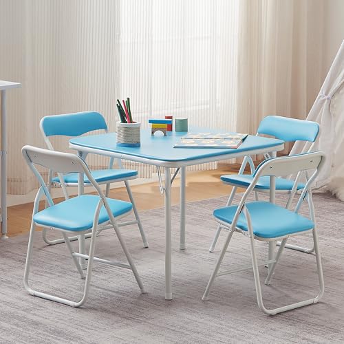 Kids Folding Activity Table and Chairs 5 Piece Set Black S491303