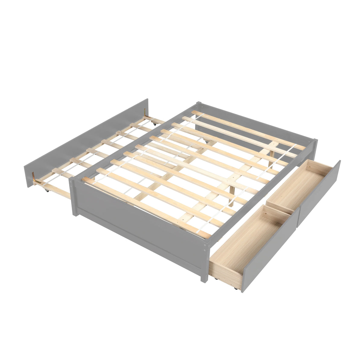 Beige Queen Size Upholstered Platform Bed Frame with Wooden Slats X91000