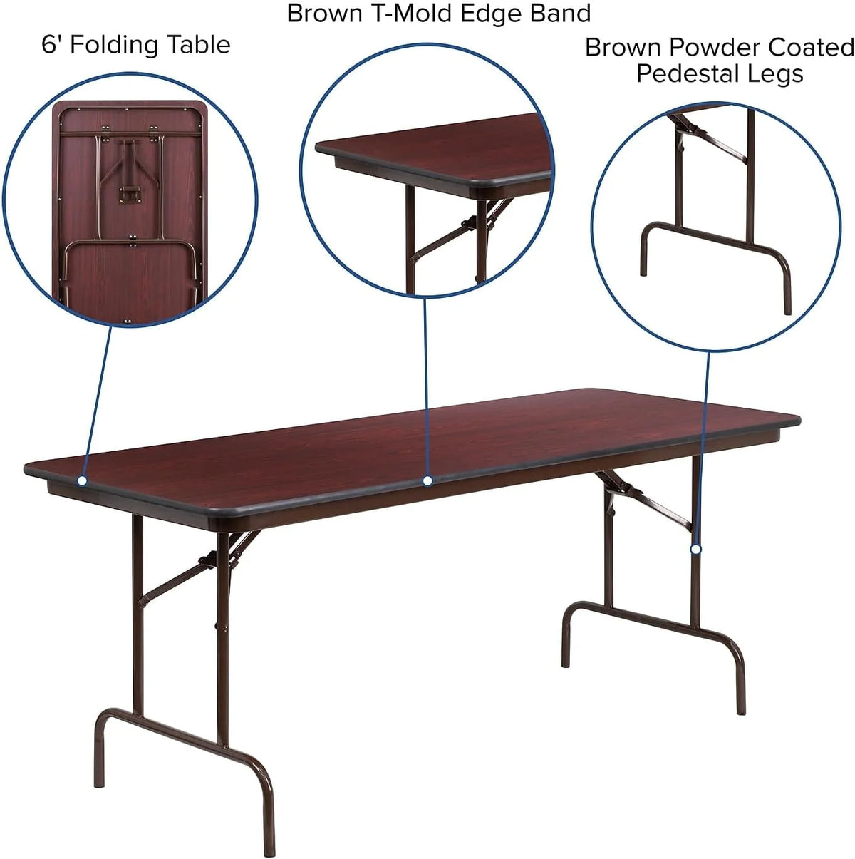 Mahogany Melamine Laminate Folding Banquet Table C413787