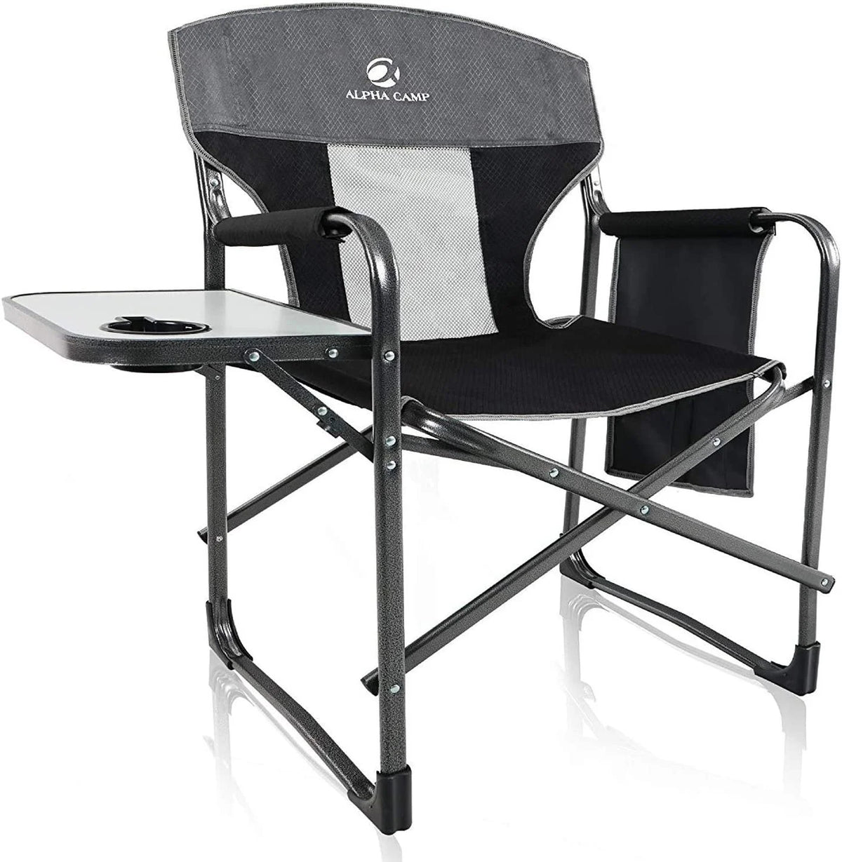 Oversized Heavy Duty Recliner Camping Chair with Side Table E124545