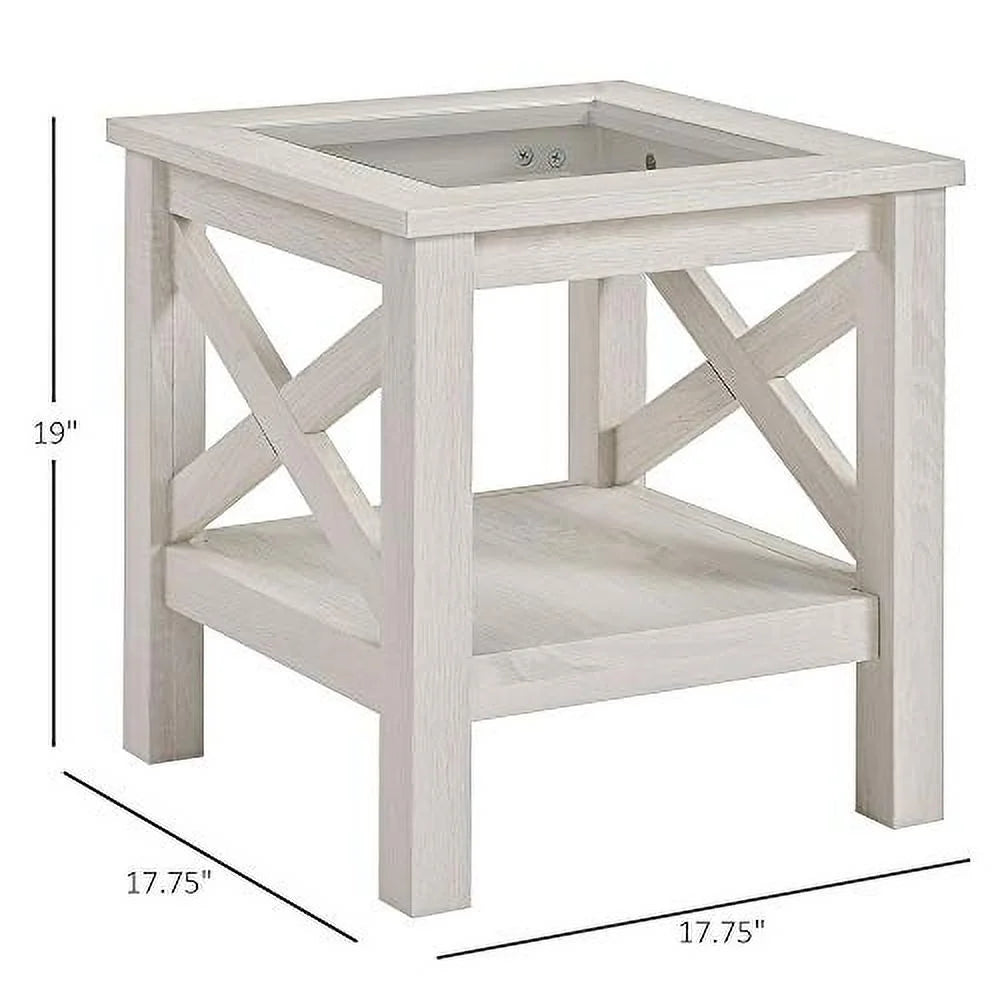 White Oak End Table with Storage Shelf W55128