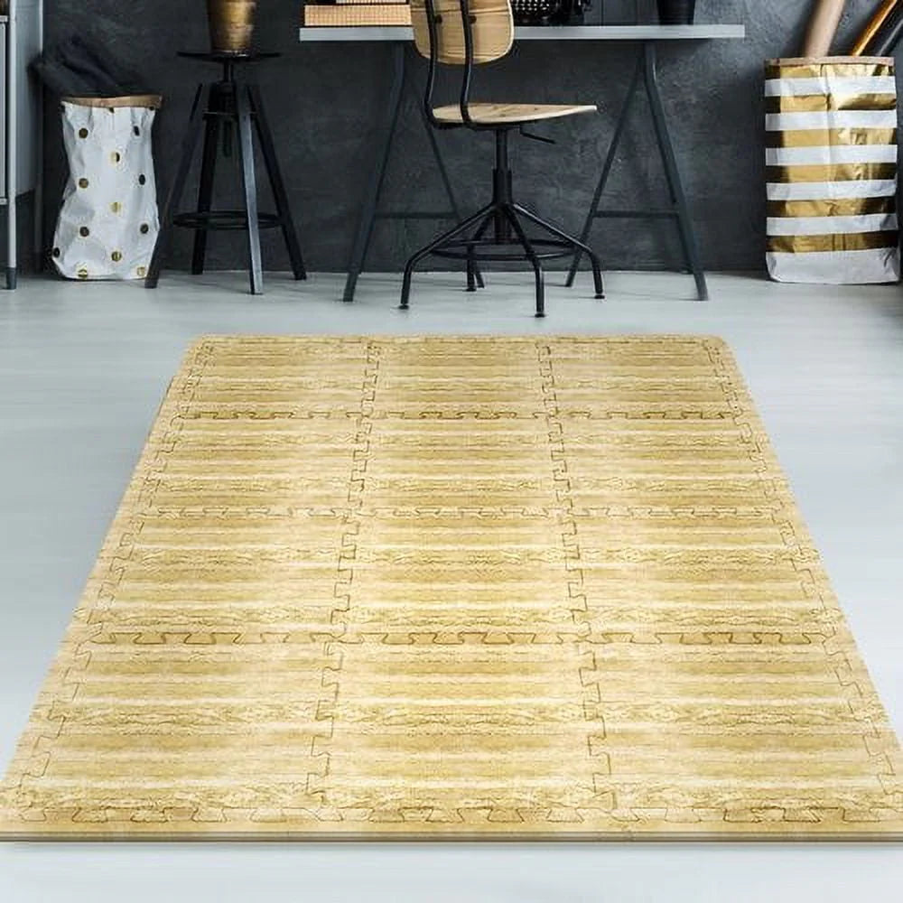 Wood Grain Interlocking Foam Floor Mats 12 x 12 Tiles I219626