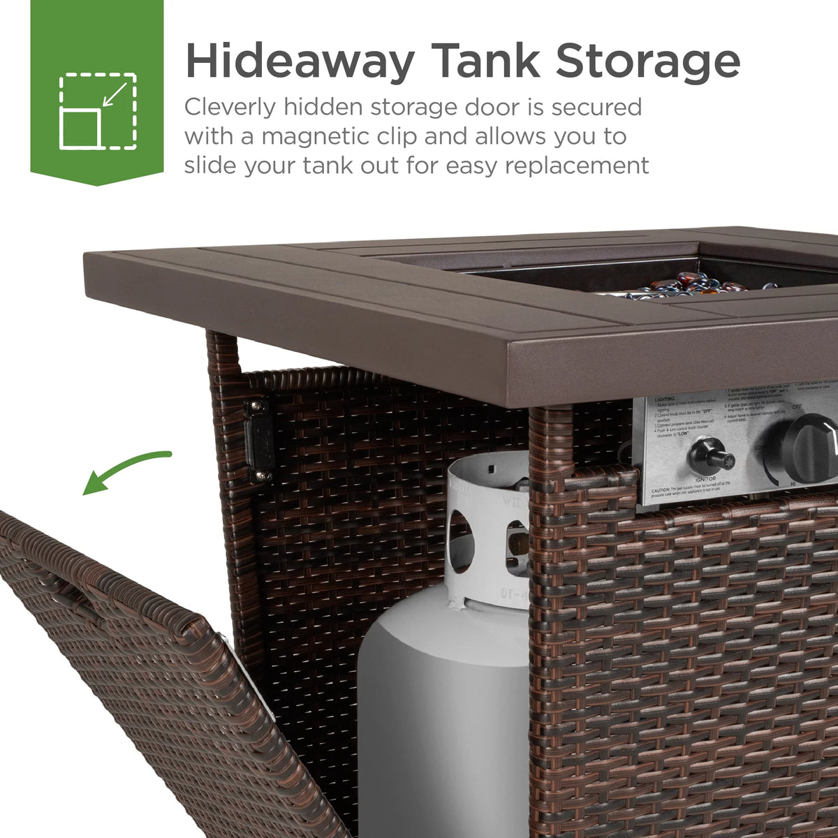 28in Propane Gas Fire Pit Table 50,000 BTU Outdoor Wicker M461