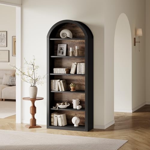 8-Tier Tall Wooden Bookcase with Arched Top F875914