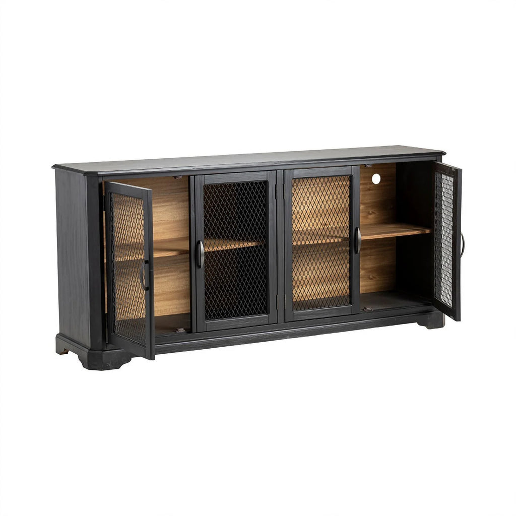 Black Wood 4 Door Sideboard B8395