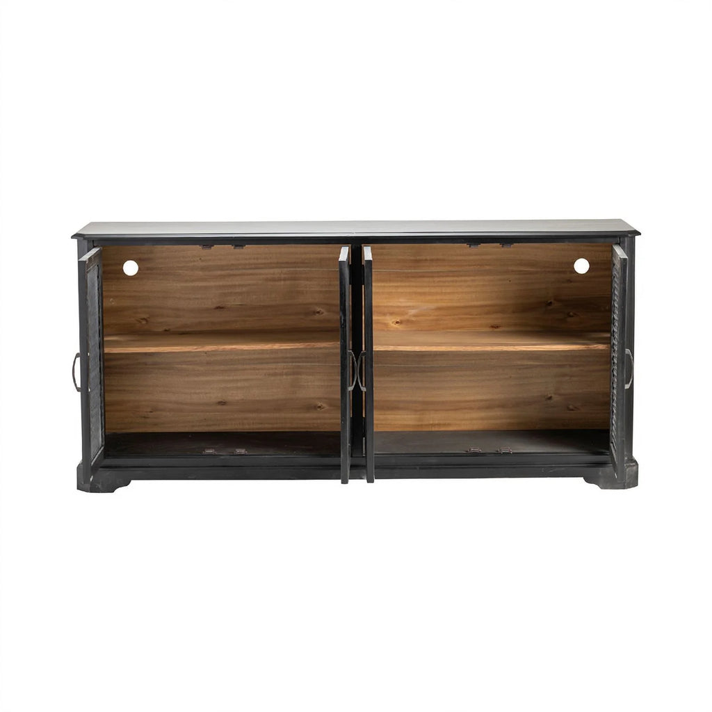 Black Wood 4 Door Sideboard B8395