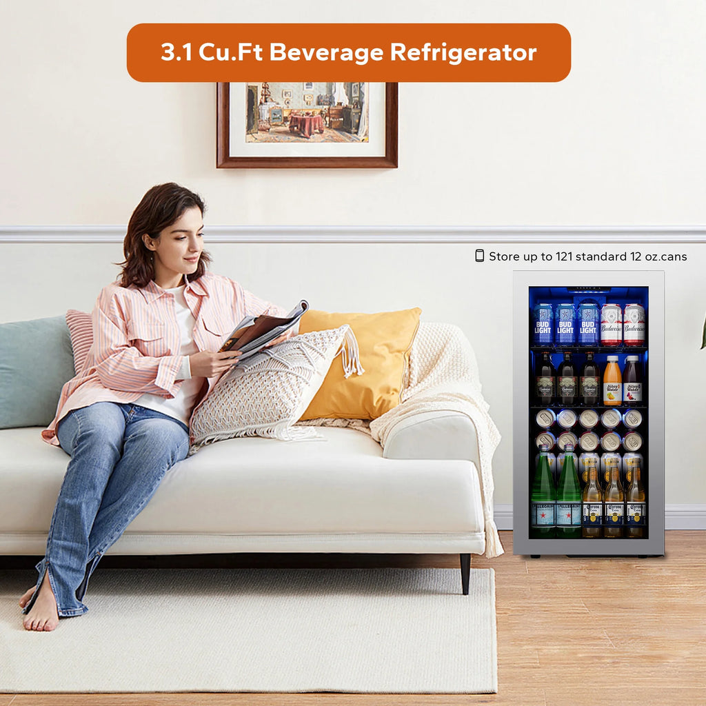 95-121 Can Beverage Refrigerator with Glass Door M539