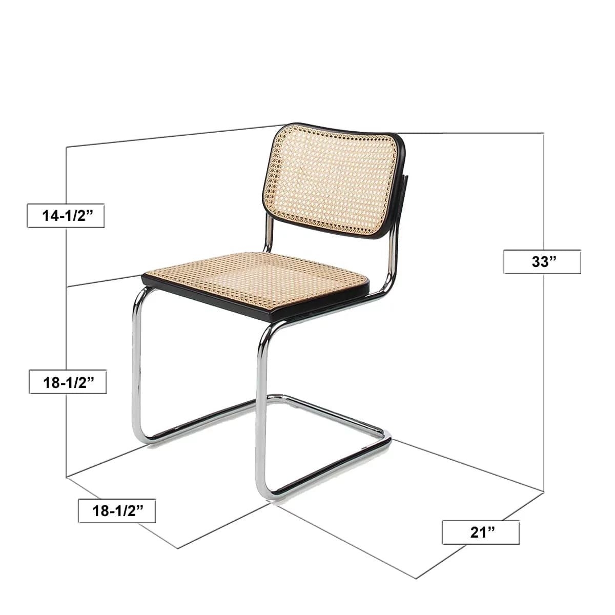Cane Dining Chair in Chrome and Natural R82817