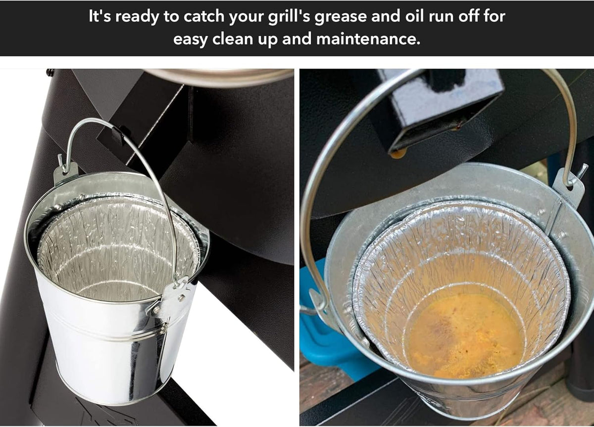 Grill Grease Drip Bucket with 10-Pack Foil Liners I6963