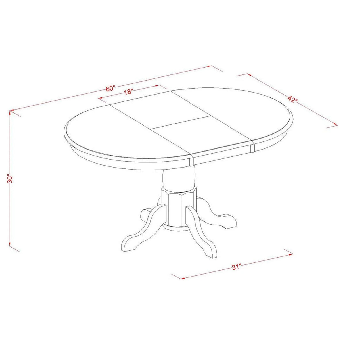 Dining Table Set with 18" Leaf and Chairs H8081