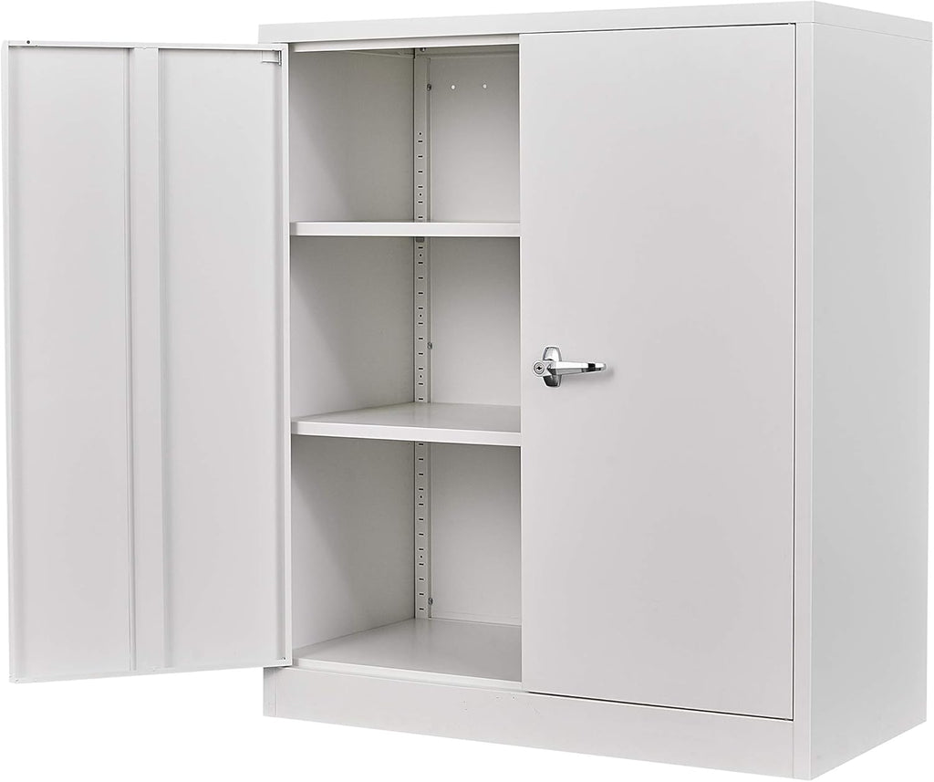 White Metal Storage Cabinet with 4 Adjustable Shelves X4023