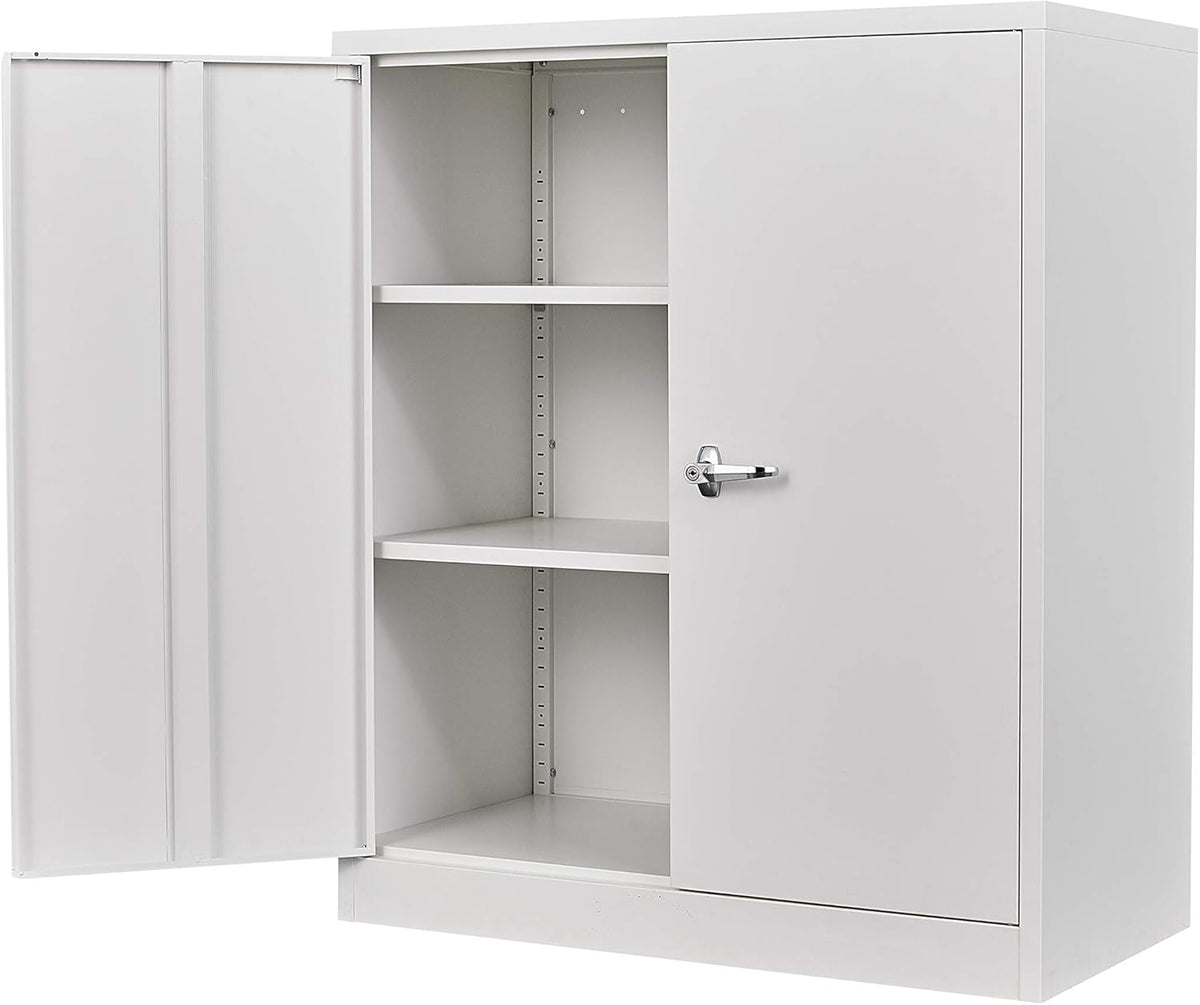 White Metal Storage Cabinet with 4 Adjustable Shelves X4023