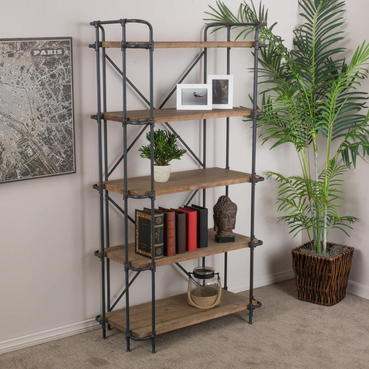 5-Shelf Solid Wood Bookcase A131