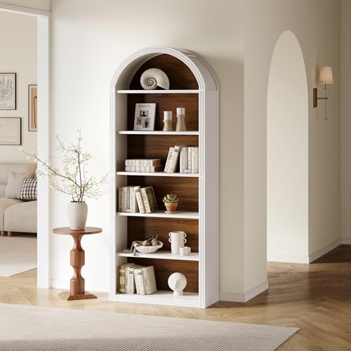 8-Tier Tall Wooden Bookcase with Arched Top F875914