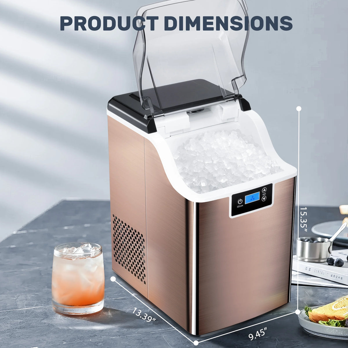 Nugget Ice Maker Countertop with Soft Chewable Pellet Ice, Self-Cleaning, 44lbs/24H, Black T407241