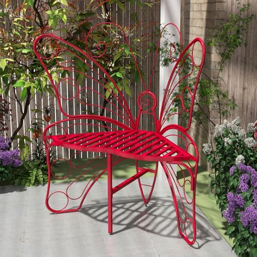 Black Metal Butterfly Outdoor Bench M7475