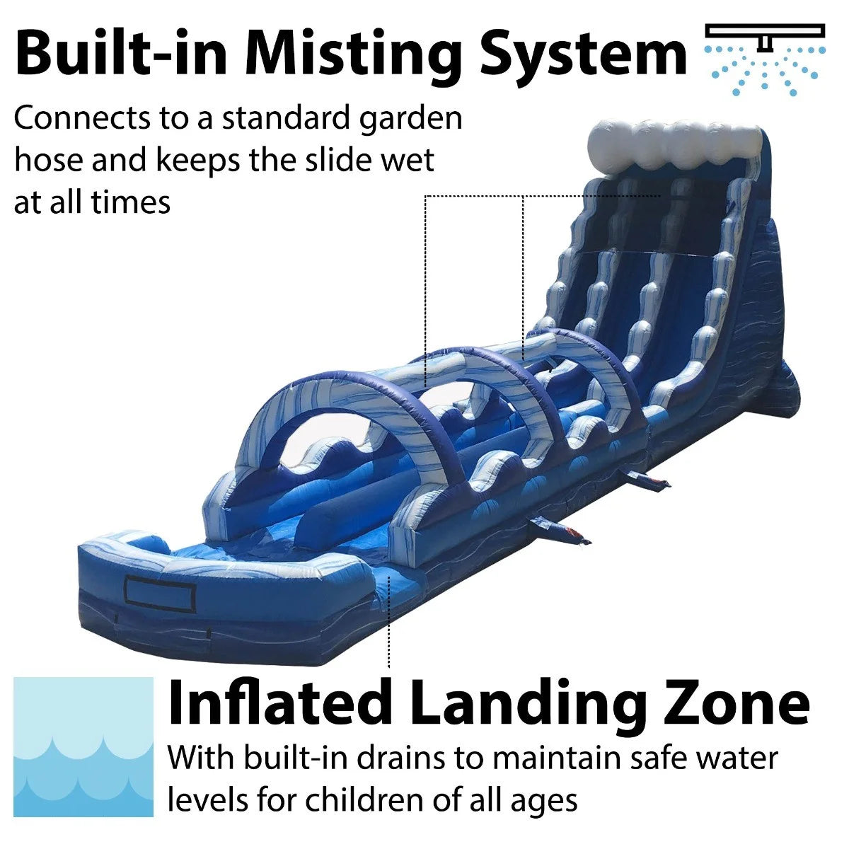 65' Commercial Inflatable Water Slide Blue Marble with Blower H16501