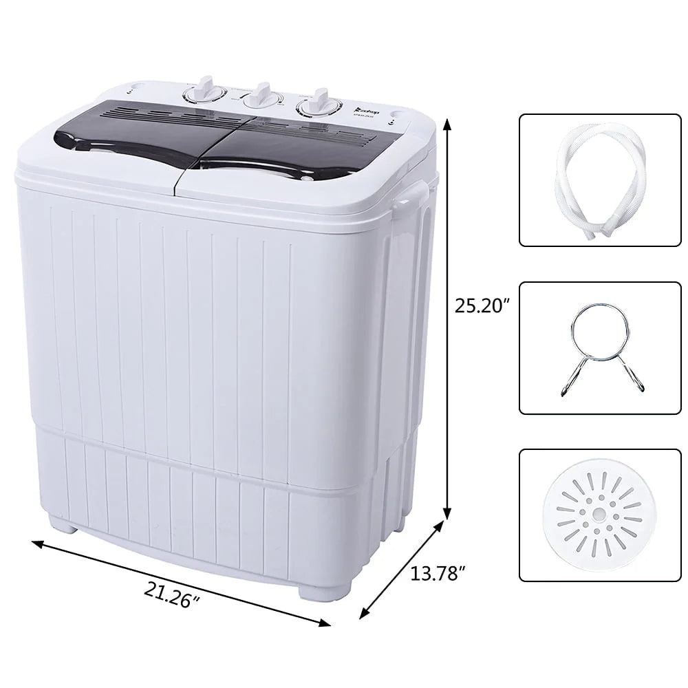 Portable Compact Semi Automatic Twin Tub Washing Machine 7.7lbs B528164