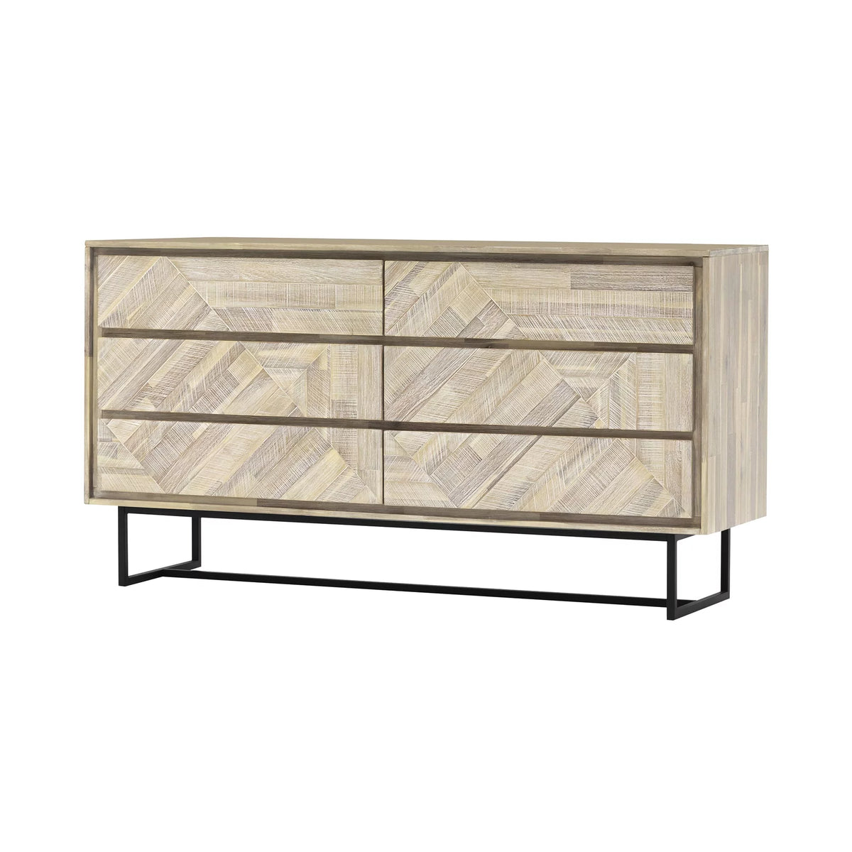 6 Drawer Natural Acacia Wood Dresser D96677